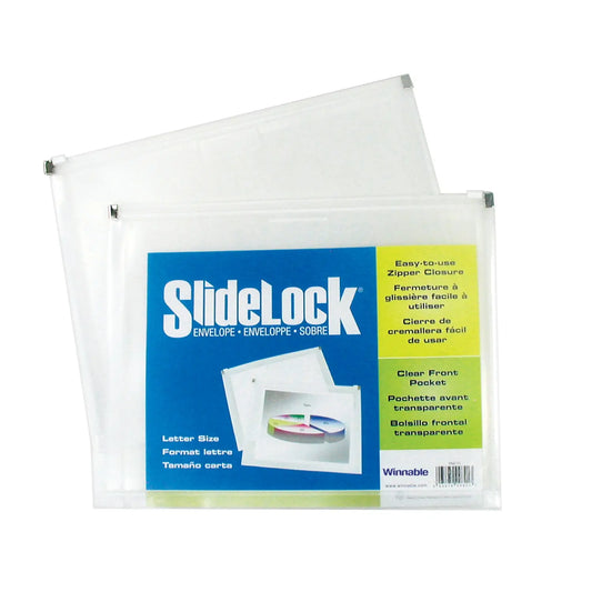 Winnable SlideLock Zipper Poly Envelope, Clear, Letter Size