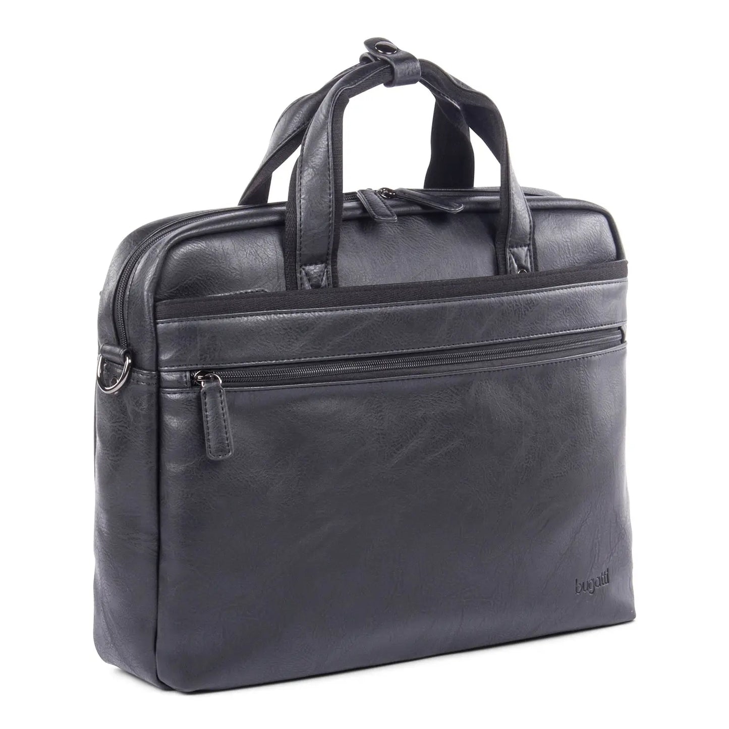 Bugatti Vegan Leather Laptop Briefcase, Black