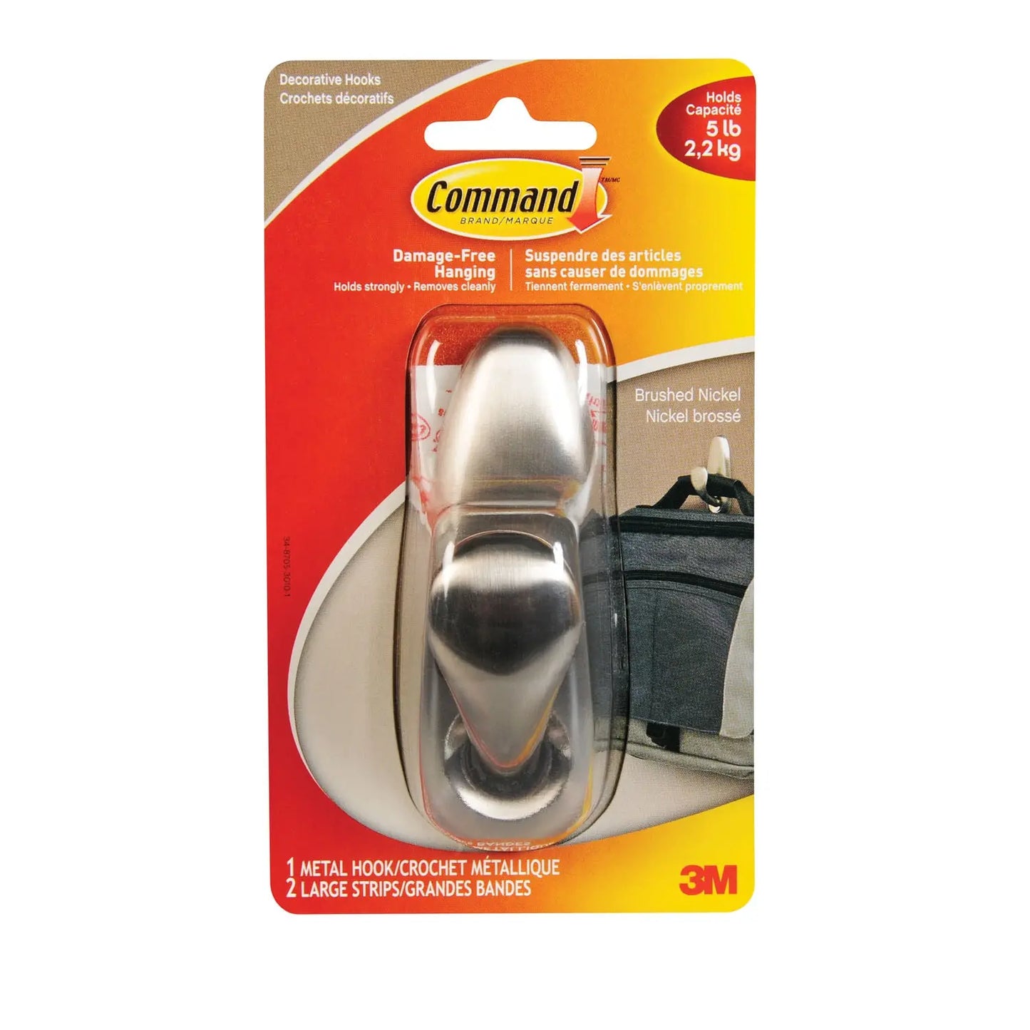 Command Classic Metal Hook, Large, 5 lb Capacity