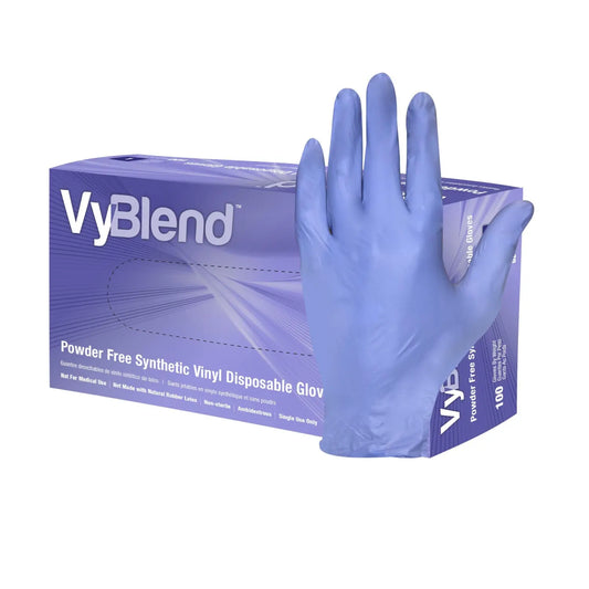 HOSPECO ProWorks® Vinyl/Nitrile Blend Powder-Free Disposable Gloves, Large, 4.5 mil, Violet Blue, Box of 100