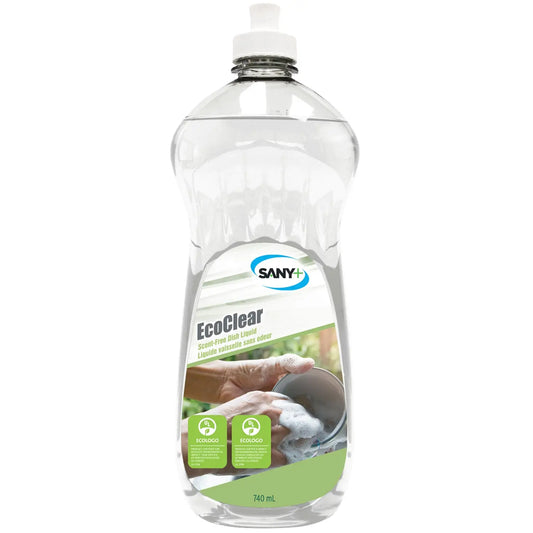 Sany+ EcoClear Liquid Dishwashing Detergent, Scent & Dye Free, 740 mL