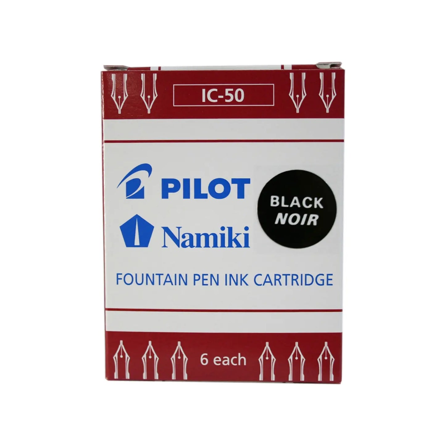 Pilot Fountain Pen Ink Cartridges, Black Ink, Pack of 6