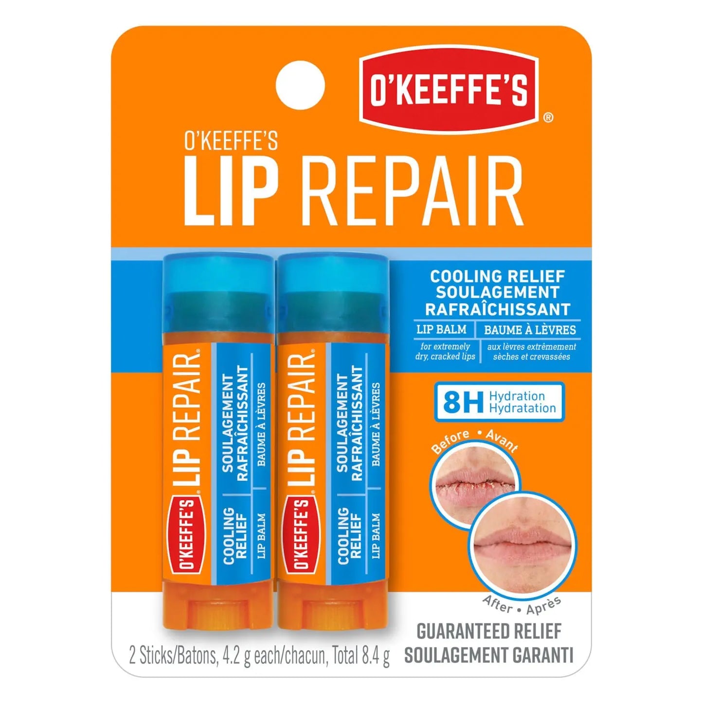 O'Keeffe's Lip Repair Cooling Twin Pack, 4.2 g, Pack of 2