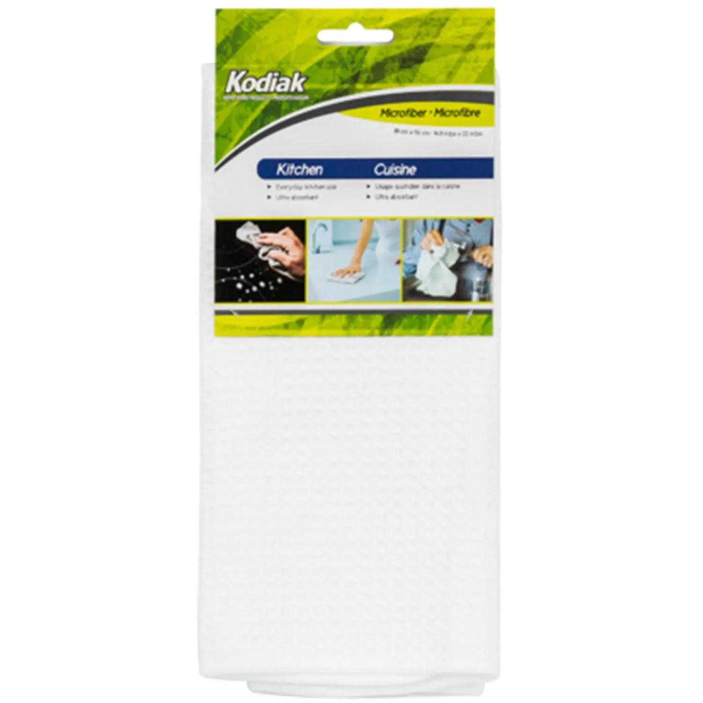 Kodiak Microfibre Kitchen Cleaning Cloth, White, 14 9/10" x 22"