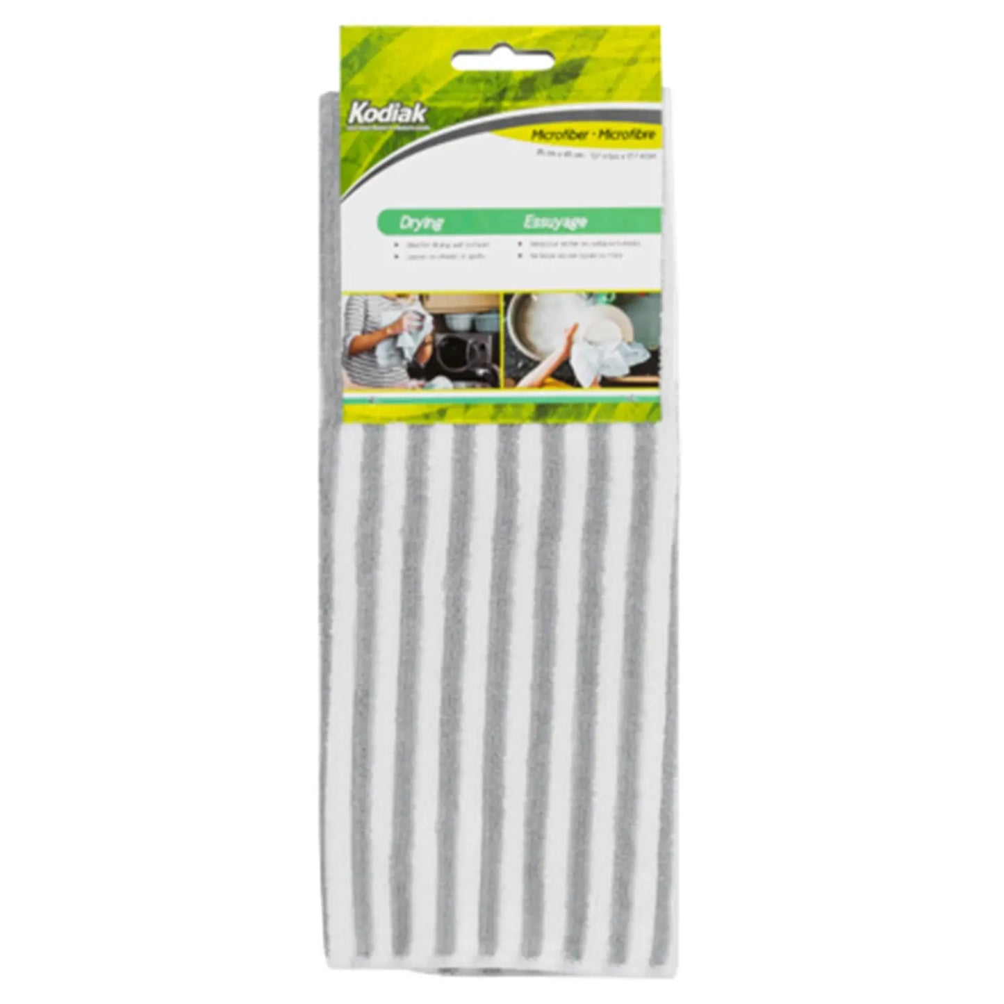 Kodiak Microfibre Drying Cloth, White/Grey, 13 7/10" x 17 7/10"