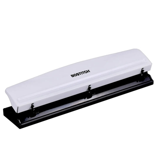 Bostitch Konnect 3-Hole Punch, White, 12-Sheet Capacity