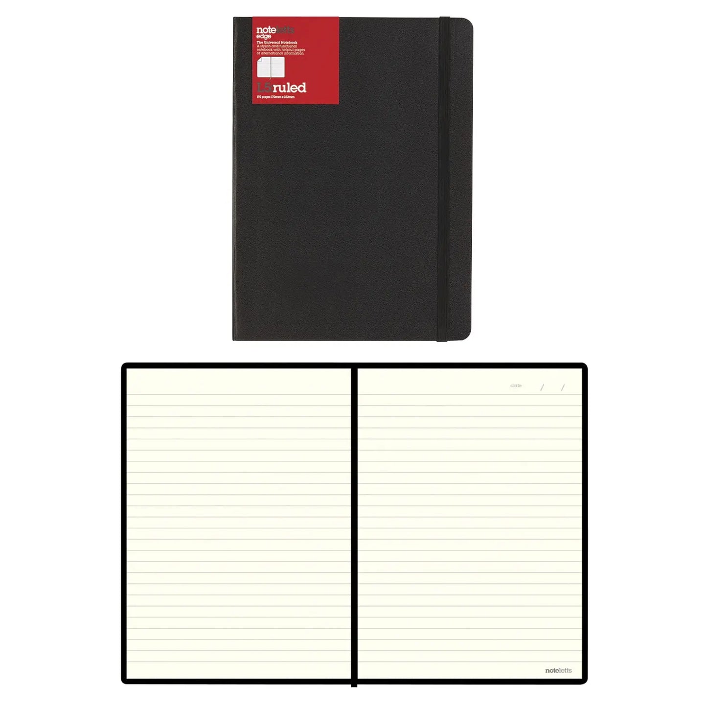 Letts Edge Notebook, 192 Pages, Black, 8 1/4" x 5 13/16"