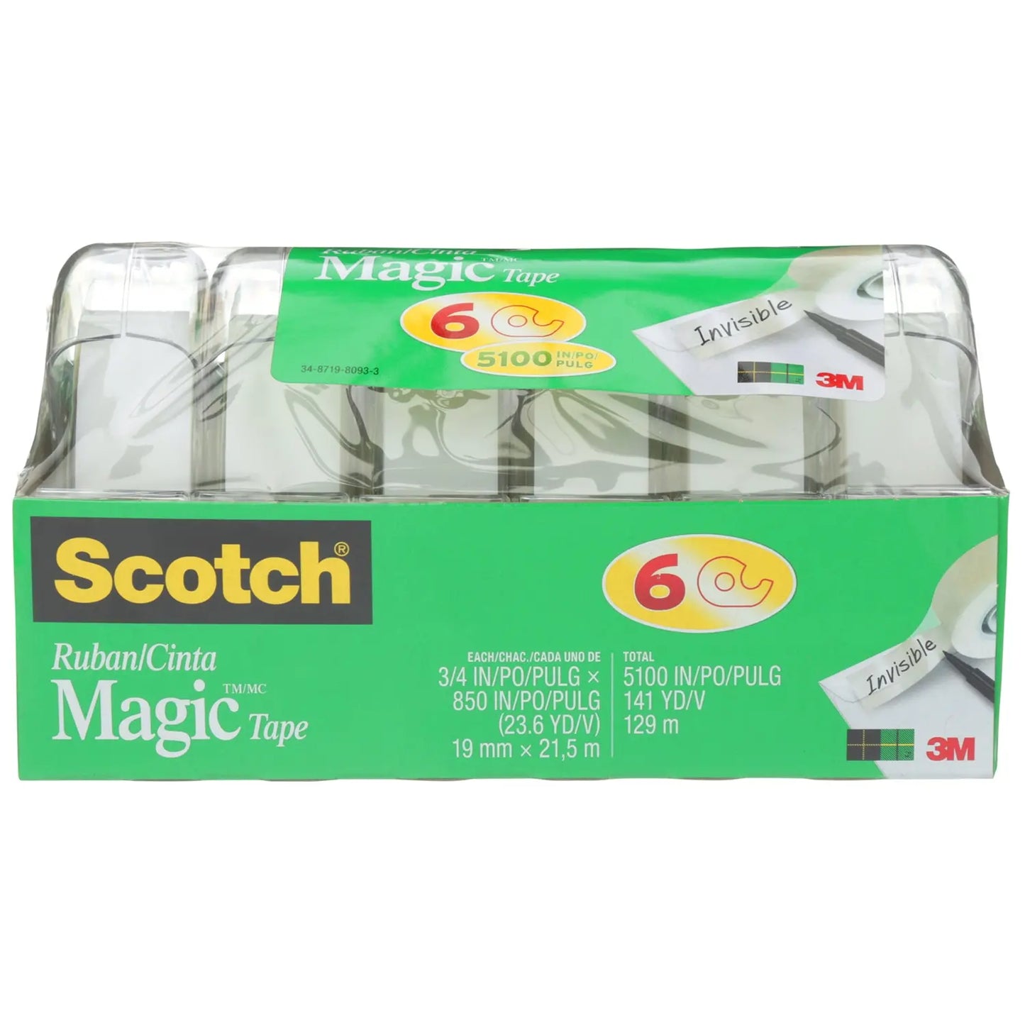 Scotch Magic Invisible Tape, 6 Pack Refillable