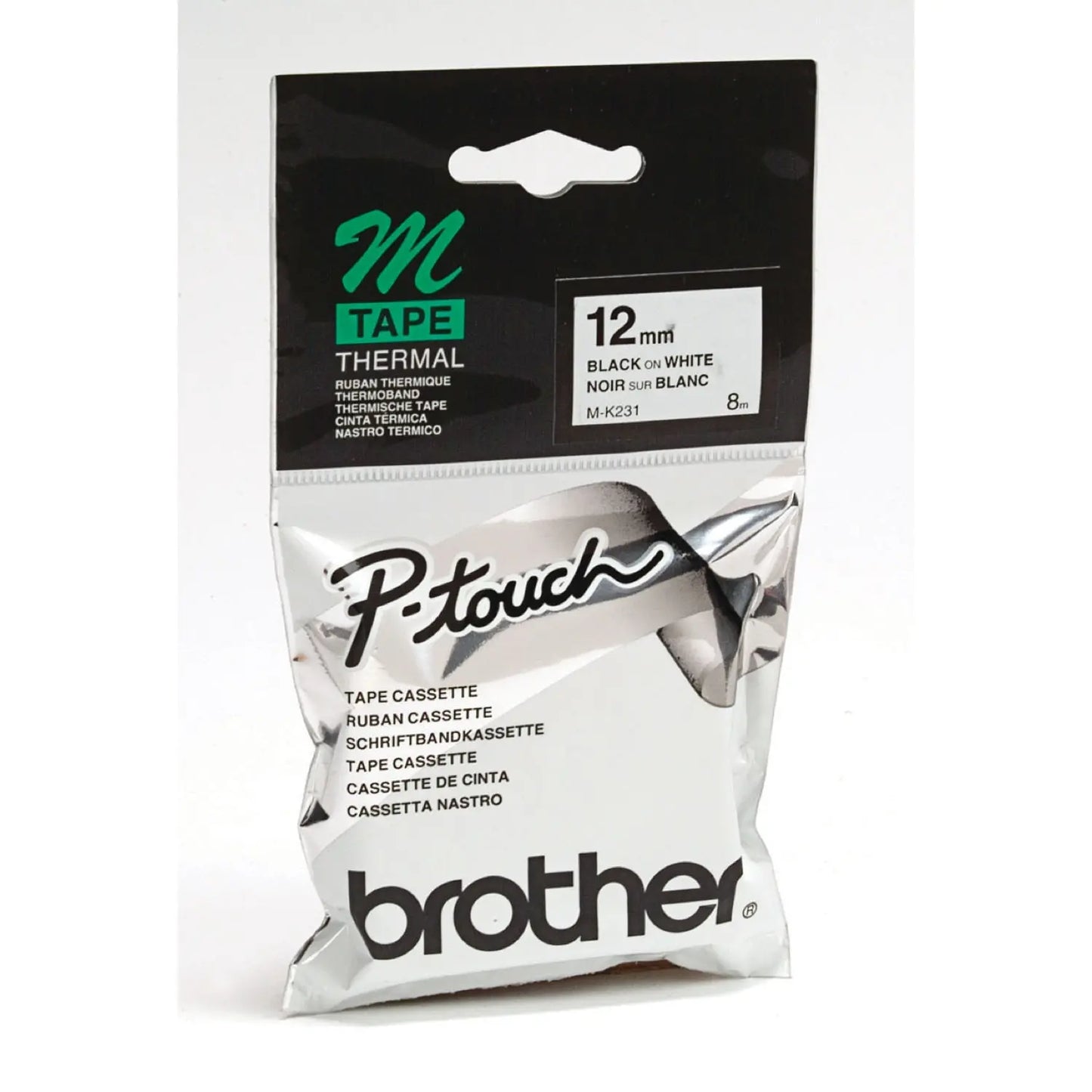 Brother P-Touch M-Series Thermal Label Tape, 12mm, White