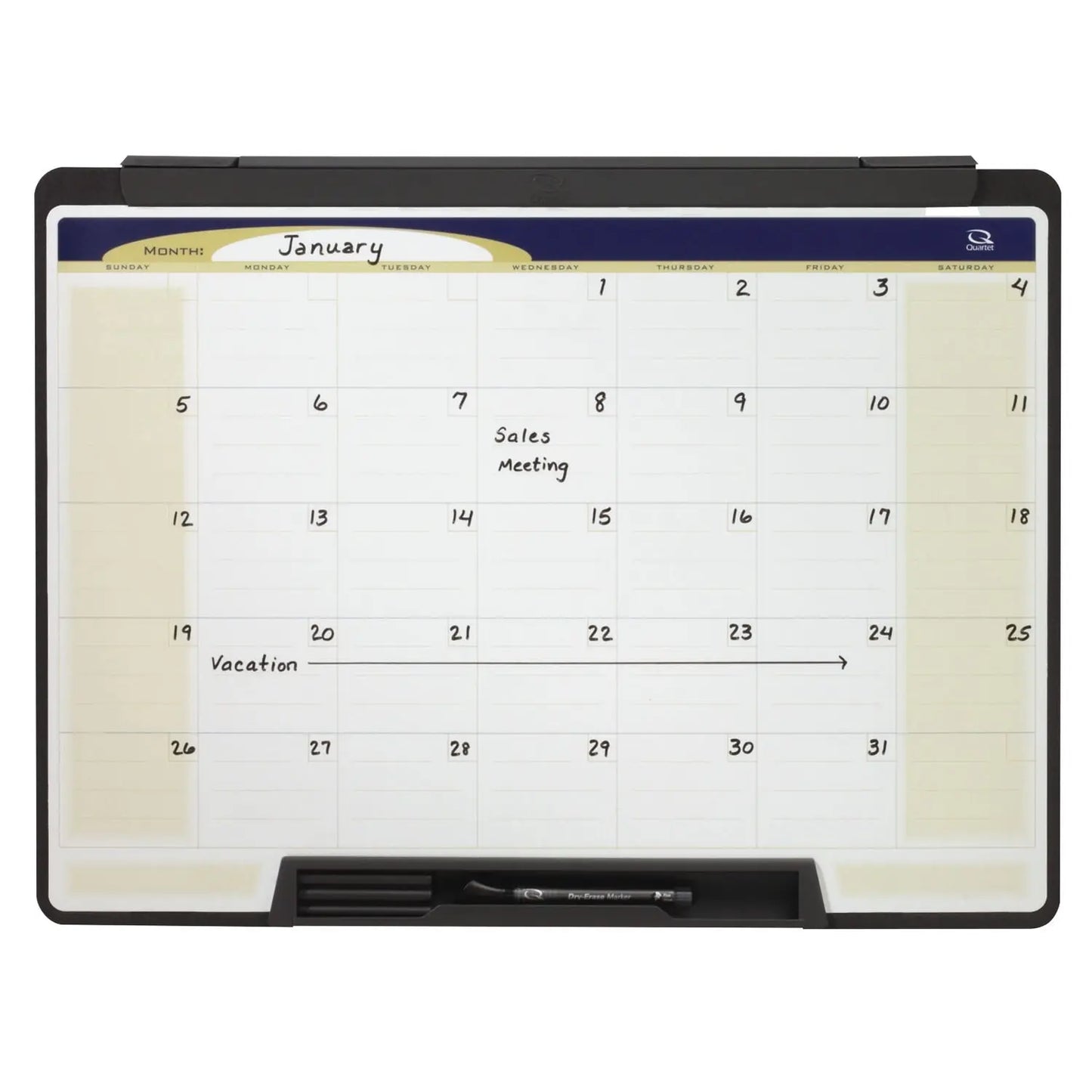 Quartet® Motion 1-Month Dry-Erase Wall Calendar Board, 24" x 18"