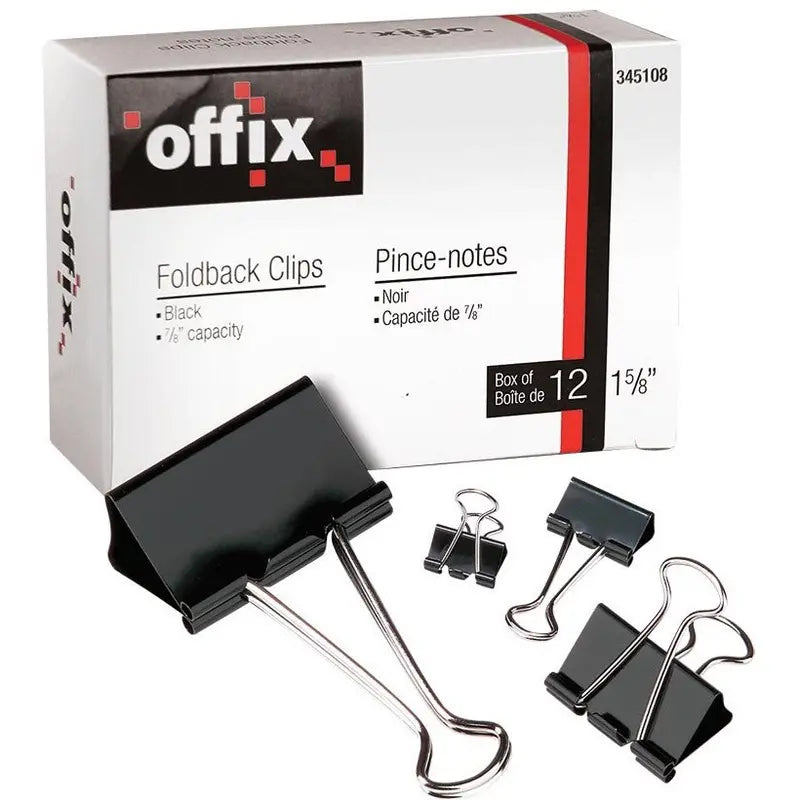 CLIP FOLDBACK 3/4" OFFIX,12/BX