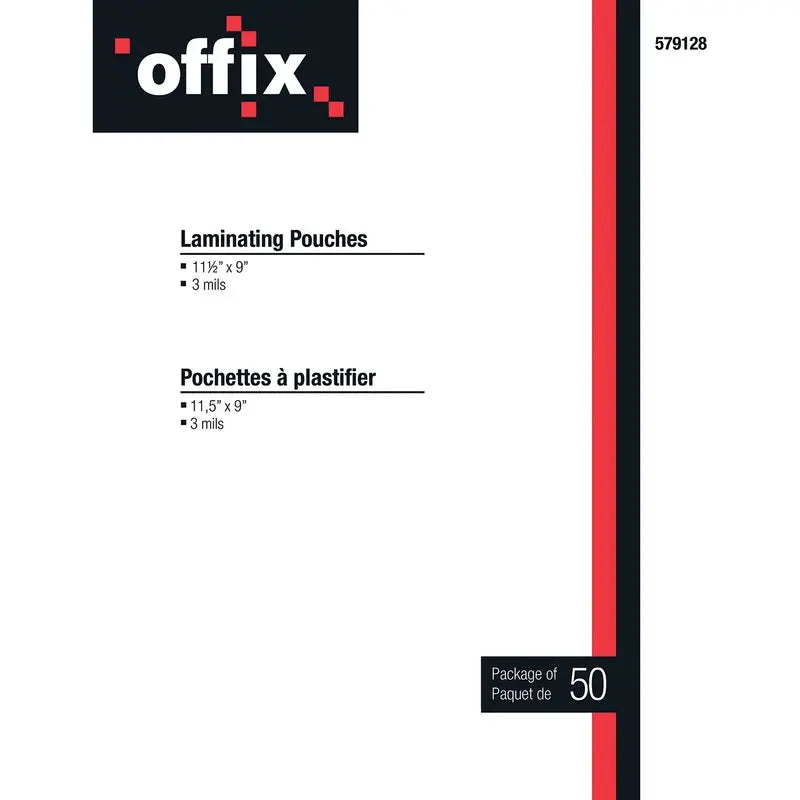 Offix Laminating Pouch - 8.5" x 11" - 3 mil (50/PK)