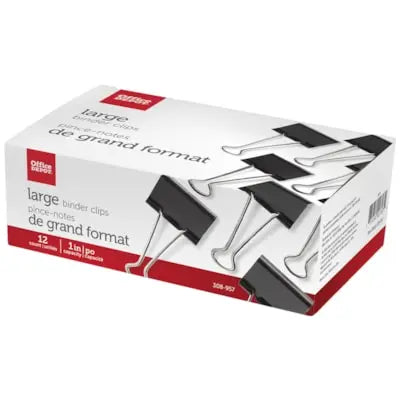 Office Depot 2" Binder Clips, Black (12/PK)