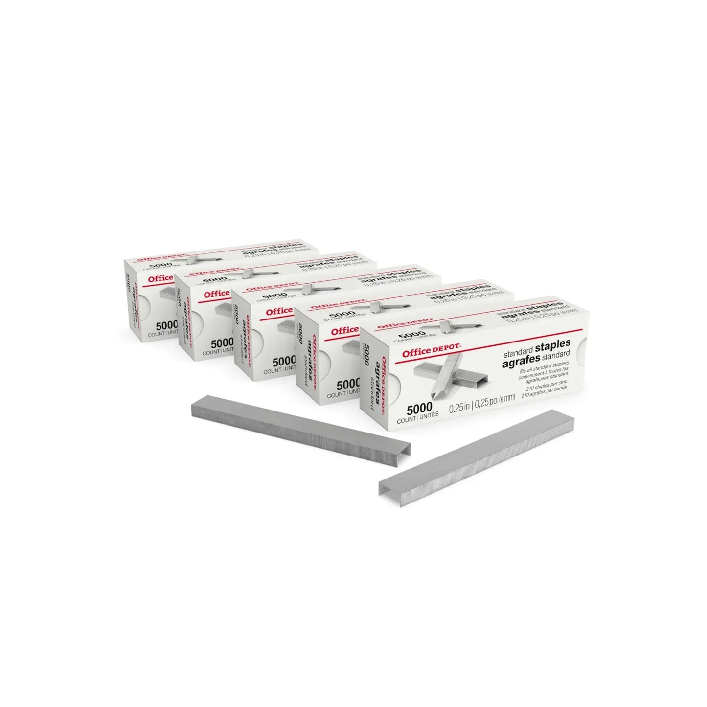 Office Depot® Standard Staples, 1/4", Box of 5,000