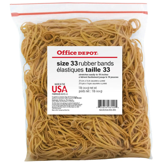 Office Depot #33 Rubber Bands, Crepe, 3 1/2" x 1/8", 1 lb Bag