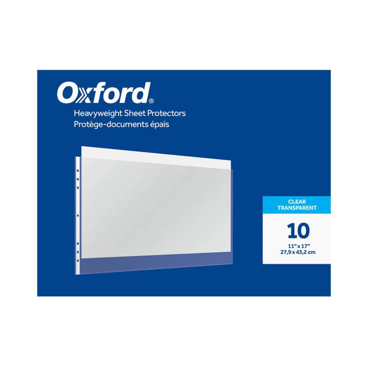 Oxford® Heavyweight Sheet Protectors, Clear, 11" x 17", 7-Hole Punched, Pack of 10