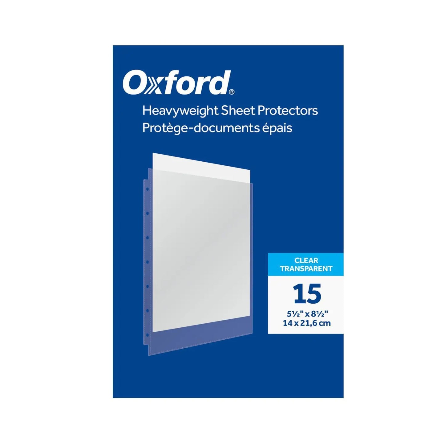 Oxford® Heavyweight Sheet Protectors, Mini Size, Clear, 5-1/2" x 8-1/2", 7-Hole Punched, Pack of 15