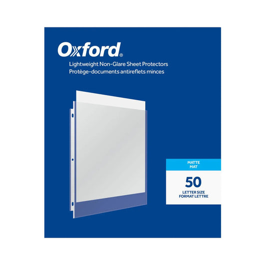 Oxford® Lightweight Non-Glare Sheet Protectors, Matte, Letter Size, 3-Hole Punched, Box of 50