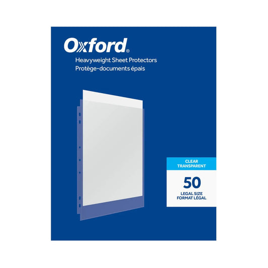 Oxford® Heavyweight Sheet Protectors, Legal Size, Clear, 7-Hole Punched, Pack of 50