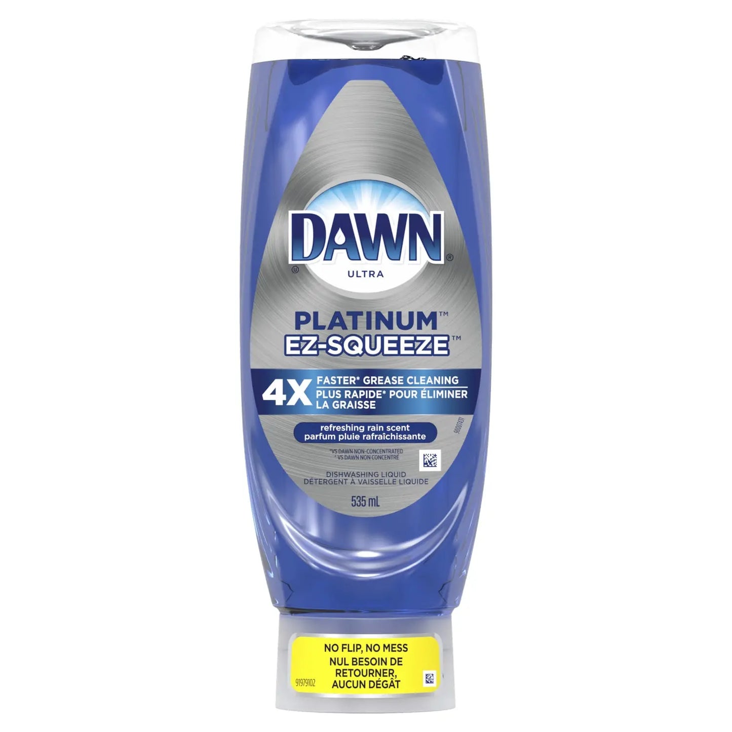 Dawn EZ-Squeeze Platinum Dishwashing Liquid Dish Soap, Refreshing Rain Scent, 535 mL