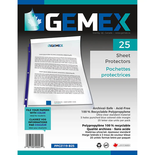 GEMEX SHEET PROTECTOR 25PK BLU