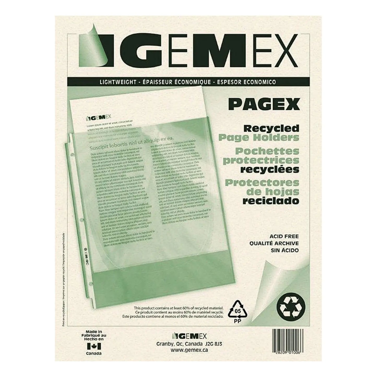 RECYCLED SHEET PROTECTRS100/BX