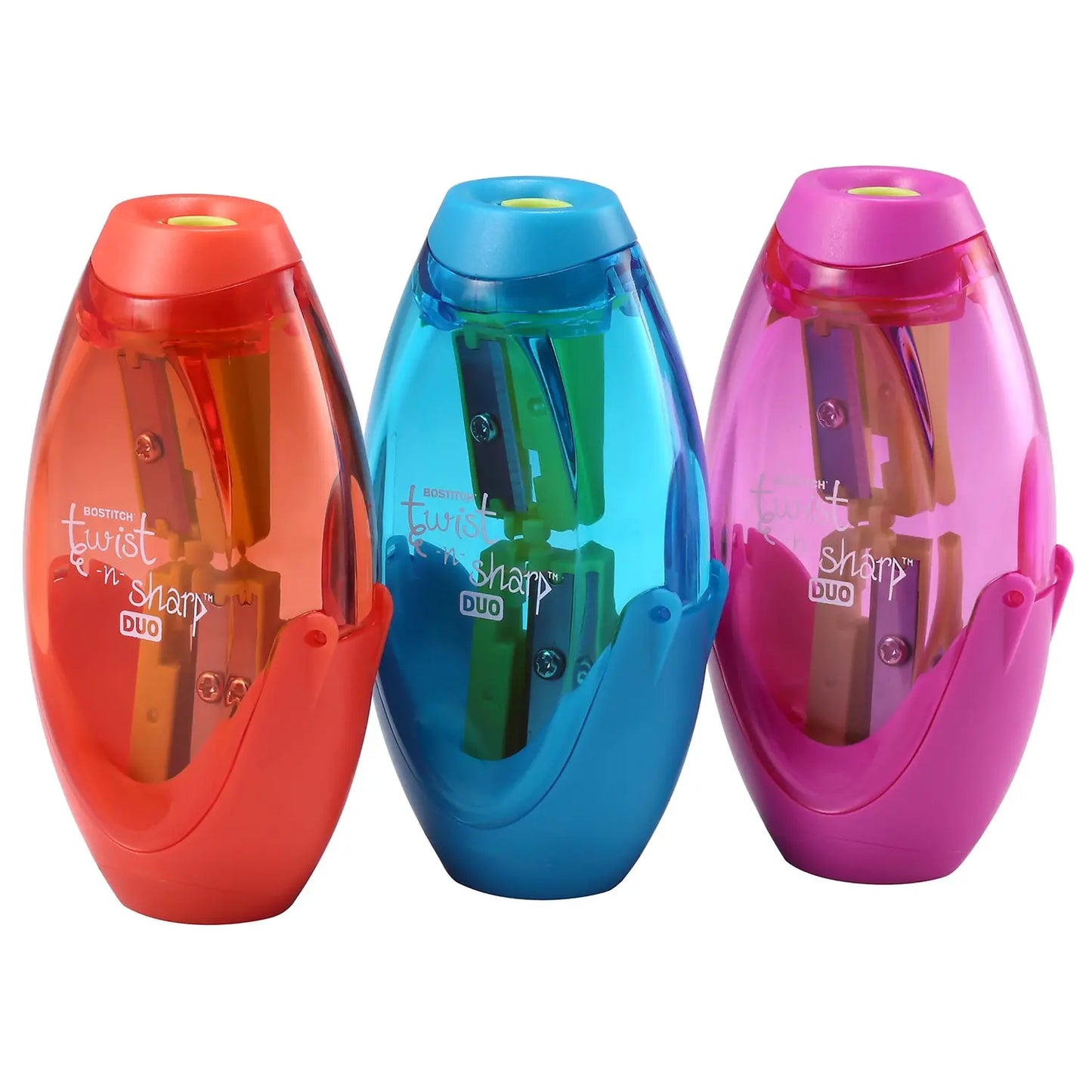 Bostitch Twist-n-Sharp Manual 2-Hole Pencil Sharpener, Assorted Colours