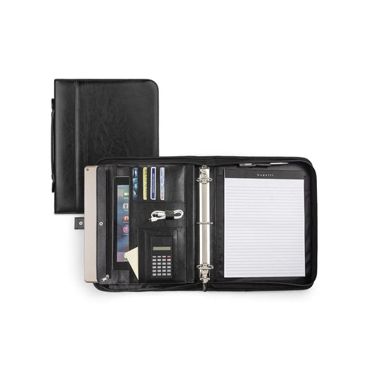 Bugatti 2" D-Ring Binder Padfolio, Black