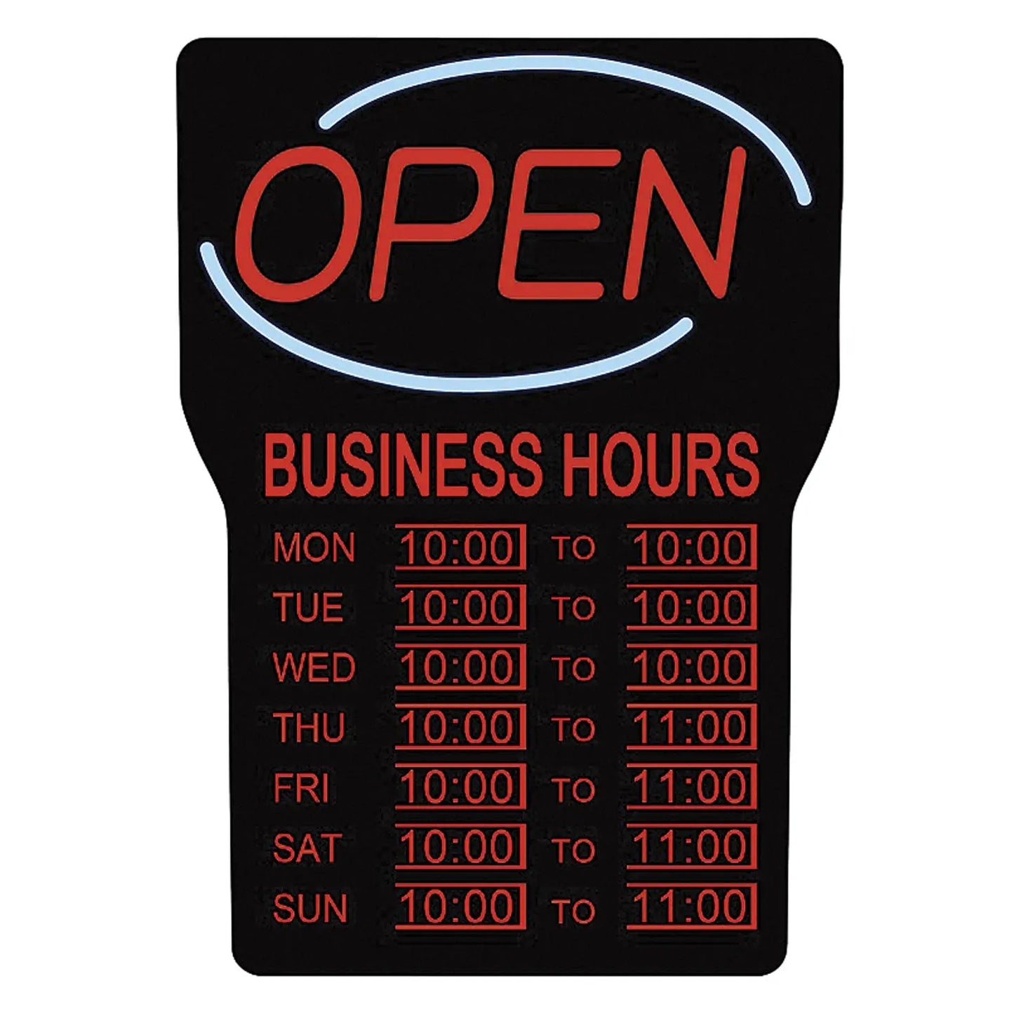 LED Open Sign with Business Hours