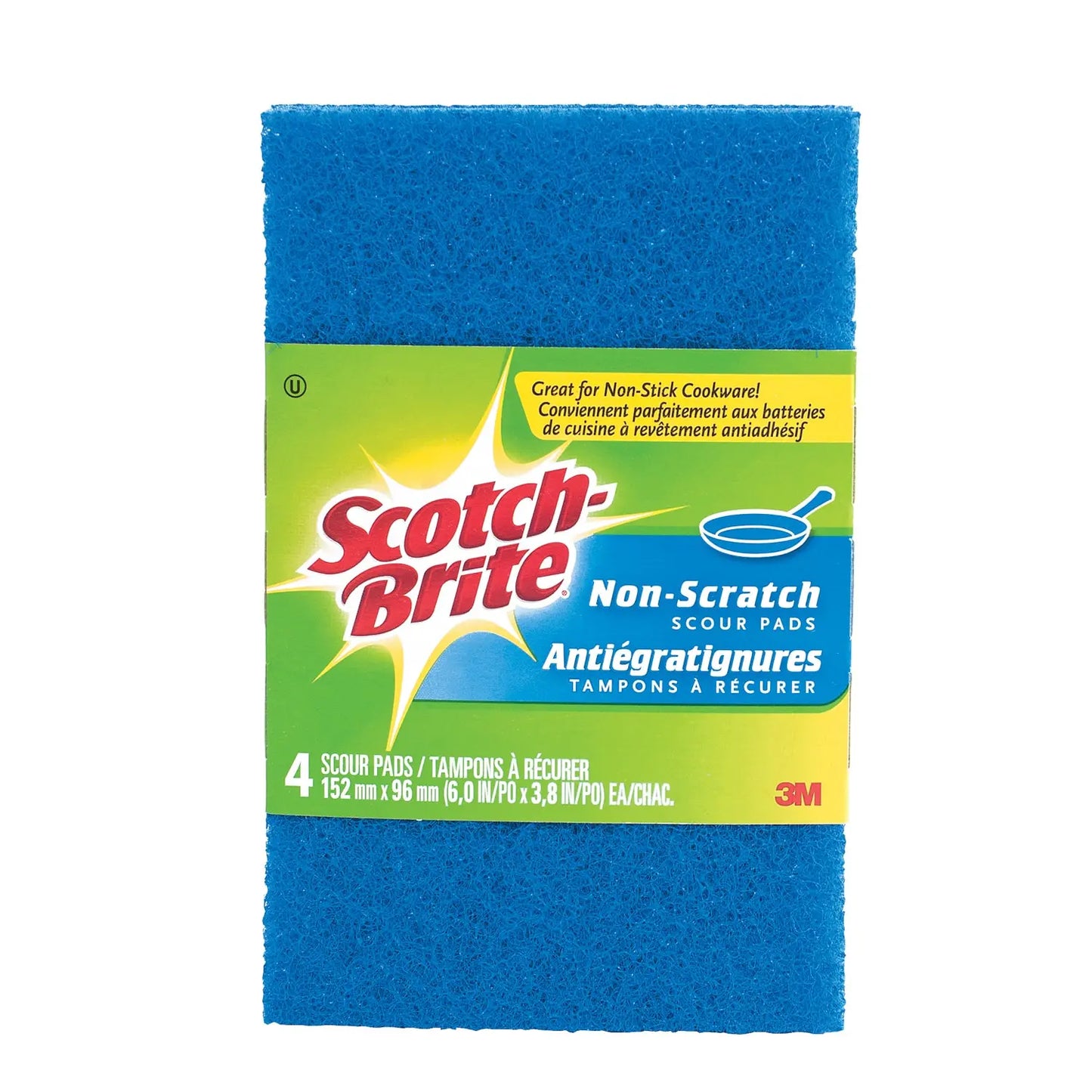 Scotch-Brite Scour Pads, Non-Scratch, Blue, 4/PK