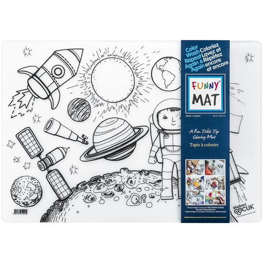 Funny Mat Reusable Table Top Colouring Mat, Space Theme, 18 9/10" x 13 1/5"