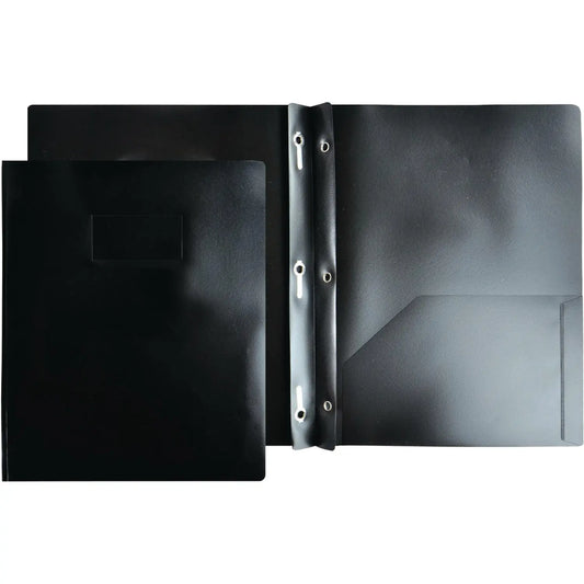 Winnable 2-Pocket Poly Report Cover, Black, Letter Size