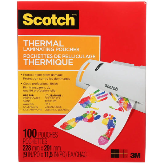 Scotch Letter Size Thermal Laminating Pouches, 3 mil, Pack of 100