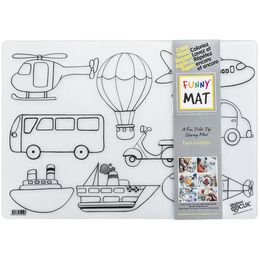 Funny Mat Reusable Table Top Colouring Mat, Vehicles Theme, 18 9/10" x 13 1/5"