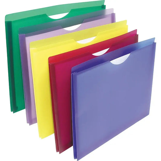 FILE JACKET POLY LTR ASST*5PK