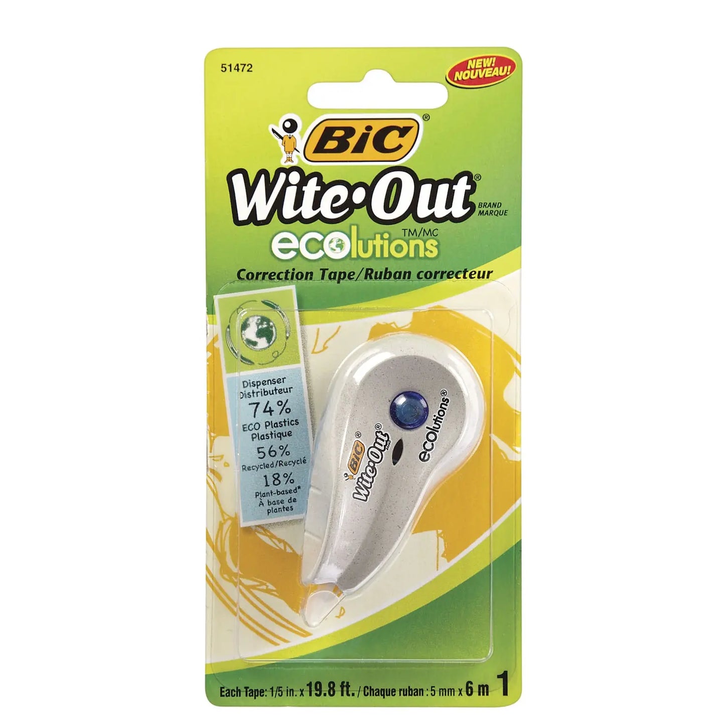 BIC Wite-Out Brand ECOlutions Mini Correction Tape, White