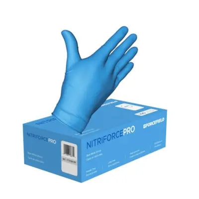 Forcefield NITRIFORCE PRO Nitrile Gloves, Powder Free, 4 mil, Medium, Blue, Box of 100