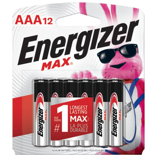 Energizer Max "AAA" Alkaline Batteries, 12/PK (E92BP12)