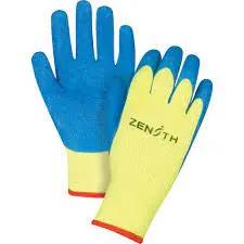 High Visibility Coated Gloves, 7/Small, Rubber Latex Coating, 7 Gauge, Terry Shell Pair