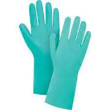 Green Gloves, Size Medium/8, 13" L, Nitrile, Flock-Lined Inner Lining, 15-mil Pair
