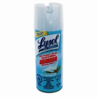 Lysol Disinfectant Spray, Crisp Linen, 350g, Disinfect and Eliminate Odours on Hard Surfaces & Fabrics