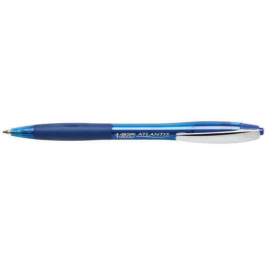 BIC Atlantis Glide Retractable Ballpoint Pens, Blue, Medium 1.0 mm, Box of 24