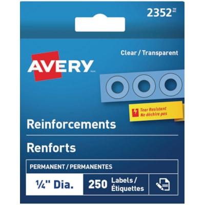 Avery Tear-Resistant Reinforcement Labels, Clear, 1/4 dia., Box of 250 Labels