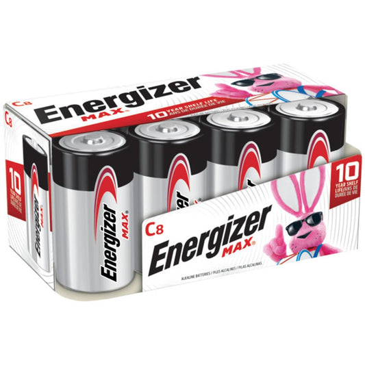 Energizer Max "C" Alkaline Batteries, 8/PK (E93FP8)