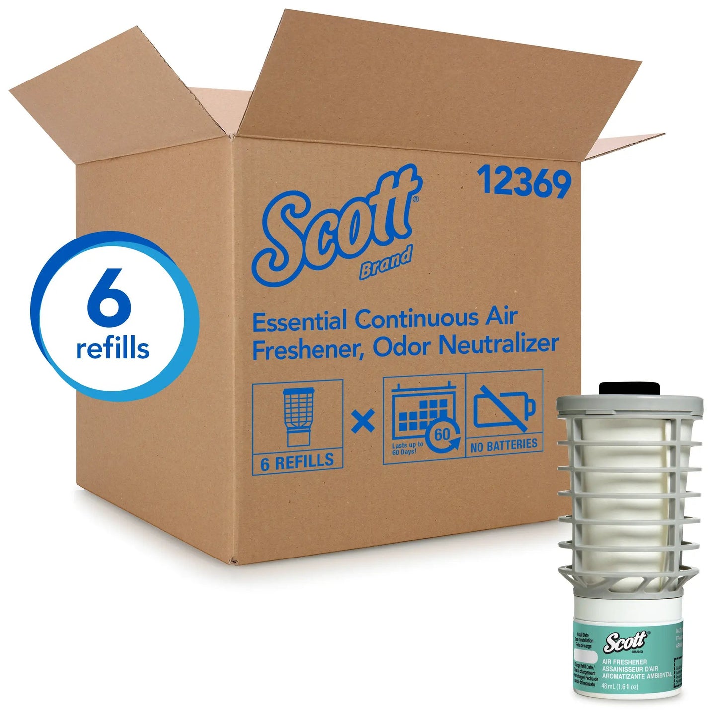 Scott Essential Air Freshener Refill (12369), Natural Scent, Automatic / Continuous Release, 6 Refills / Case