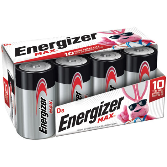 Energizer Max "D" Alkaline Batteries, 8/PK (E95FP-8)