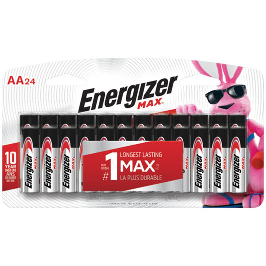 Energizer Max "AA" Alkaline Batteries, 24/PK (E91BPW24)