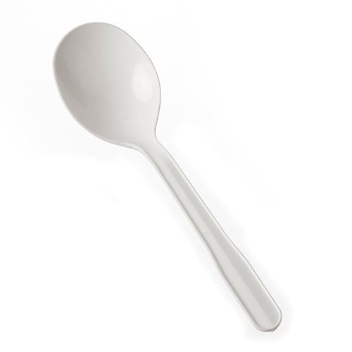 70042 WHITE SOUPSPOON MED WGT POLYPROPELENE