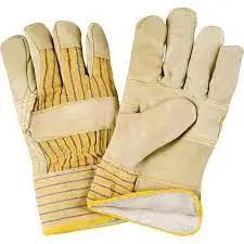 Fitters Patch Palm Gloves, Large, Grain Cowhide Palm, Cotton Fleece Inner Lining Pair