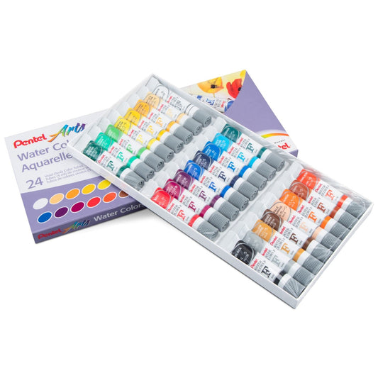 Pentel Arts Water Colours Assorted Colours, Box of 24